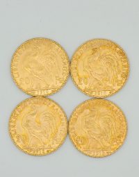Lot 49 - Quatre pièces 20 Francs or