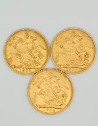 Lot 51 - Trois pièces souverains Or