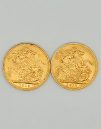 Lot 52 - Deux pièces souverains Or