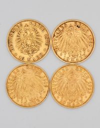Lot 53 - Quatre pièces allemandes 10 Marks or