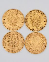 Lot 54 - Quatre pièces allemandes 10 Marks or