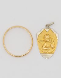Lot 60 - Alliance et médaille en or