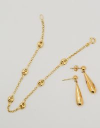 Lot 36 - Boucles d'oreilles et bracelet en or