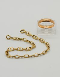 Lot 19 - Bracelet cassé et alliance en or