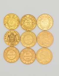 Lot 36 - Neuf pièces en or